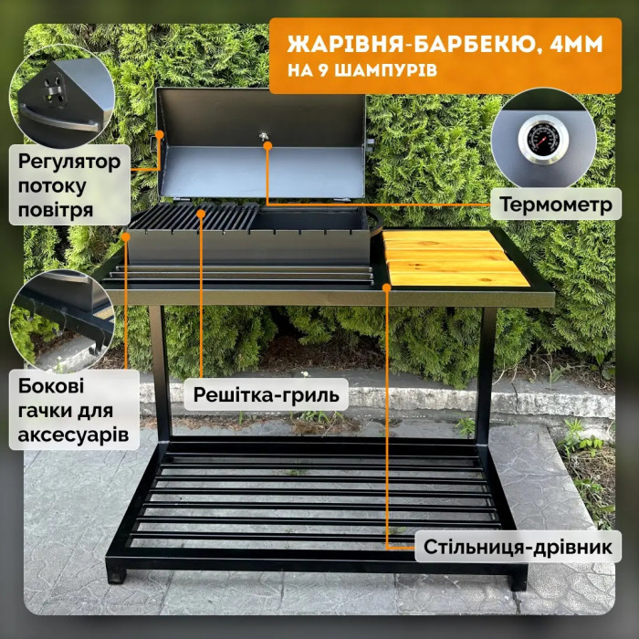 Мангал-барбекю Mzavod Локі на 9 шампурів 4мм